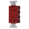 Hubbell Wiring Device-Kellems Straight Blade Devices, Receptacles, Style Line Decorator Duplex, SNAPConnect, 20A 125V, 2-Pole 3-Wire Grounding, 5- 15R, Nylon, Red, USA. SNAP2162RNA